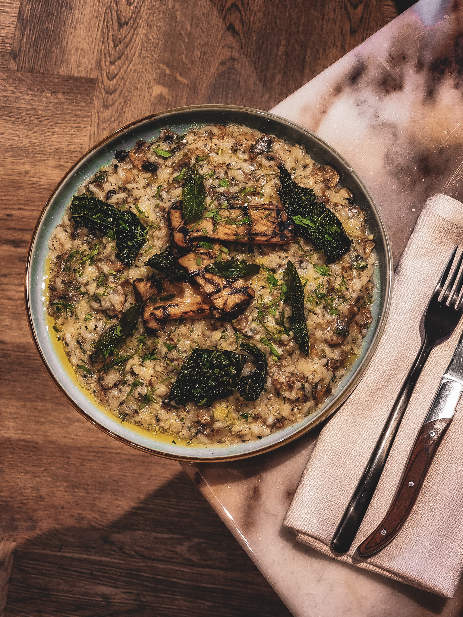 mushroom risotto vegetarian option